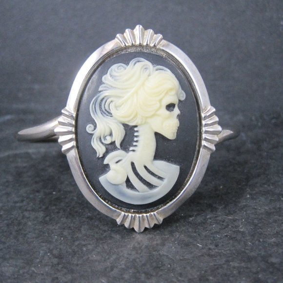 Independent Jewelry - Goth Skeleton Cameo Cuff Bracelet 6.25 Inches